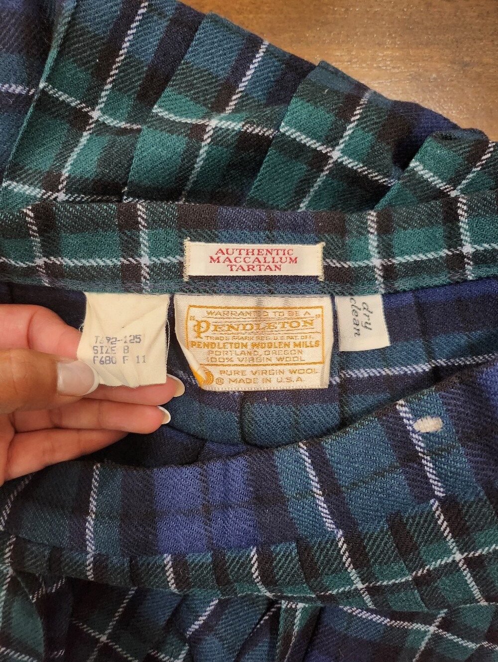 Vintage Pendleton Skirt Womens Blue Green Plaid Pleated - Picture 5 of 7